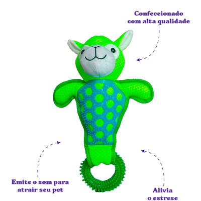 Brinquedo Pelúcia Savana Pet ET com Mordedor Verde para Cães
