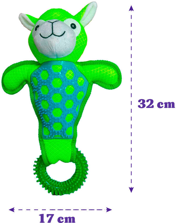 Brinquedo Pelúcia Savana Pet ET com Mordedor Verde para Cães - Tam. Único
