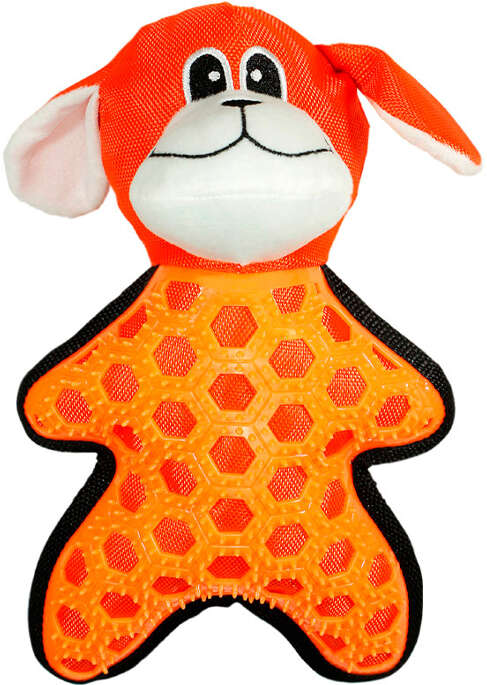 Brinquedo Pelúcia Savana Pet Cachorro Laranja com Borracha para Cães - Tam. Único