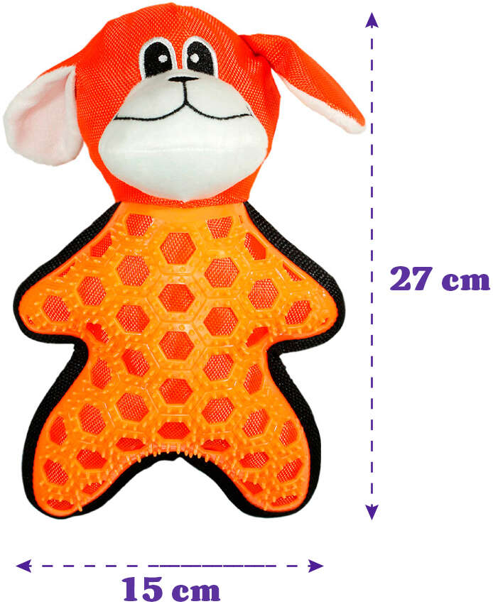 Brinquedo Pelúcia Savana Pet Cachorro Laranja com Borracha para Cães - Tam. Único