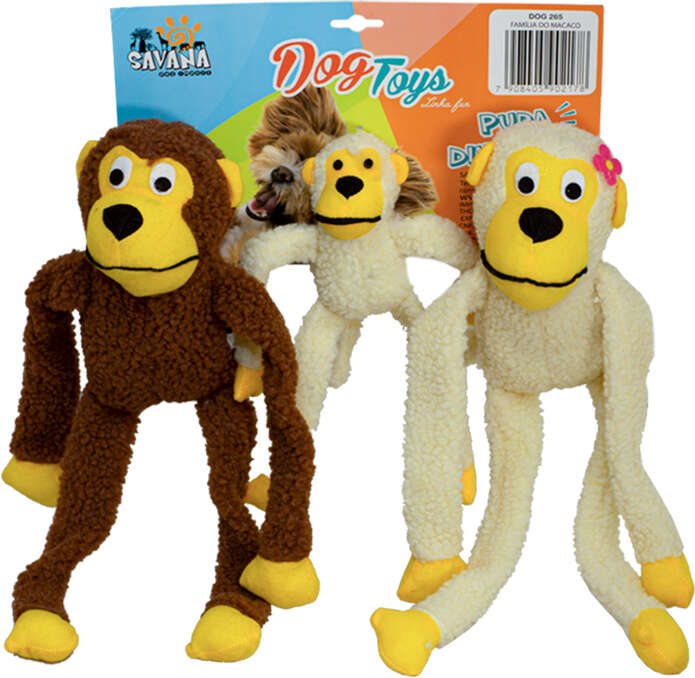 Brinquedo Pelúcia Savana Pet Familia do Macaco para Cães - Tam. Único