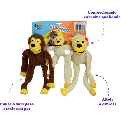 Brinquedo Pelúcia Savana Pet Familia do Macaco para Cães