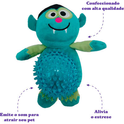 Brinquedo Pelúcia Savana Pet Monstrinho Azul com Mordedor GD para Cães