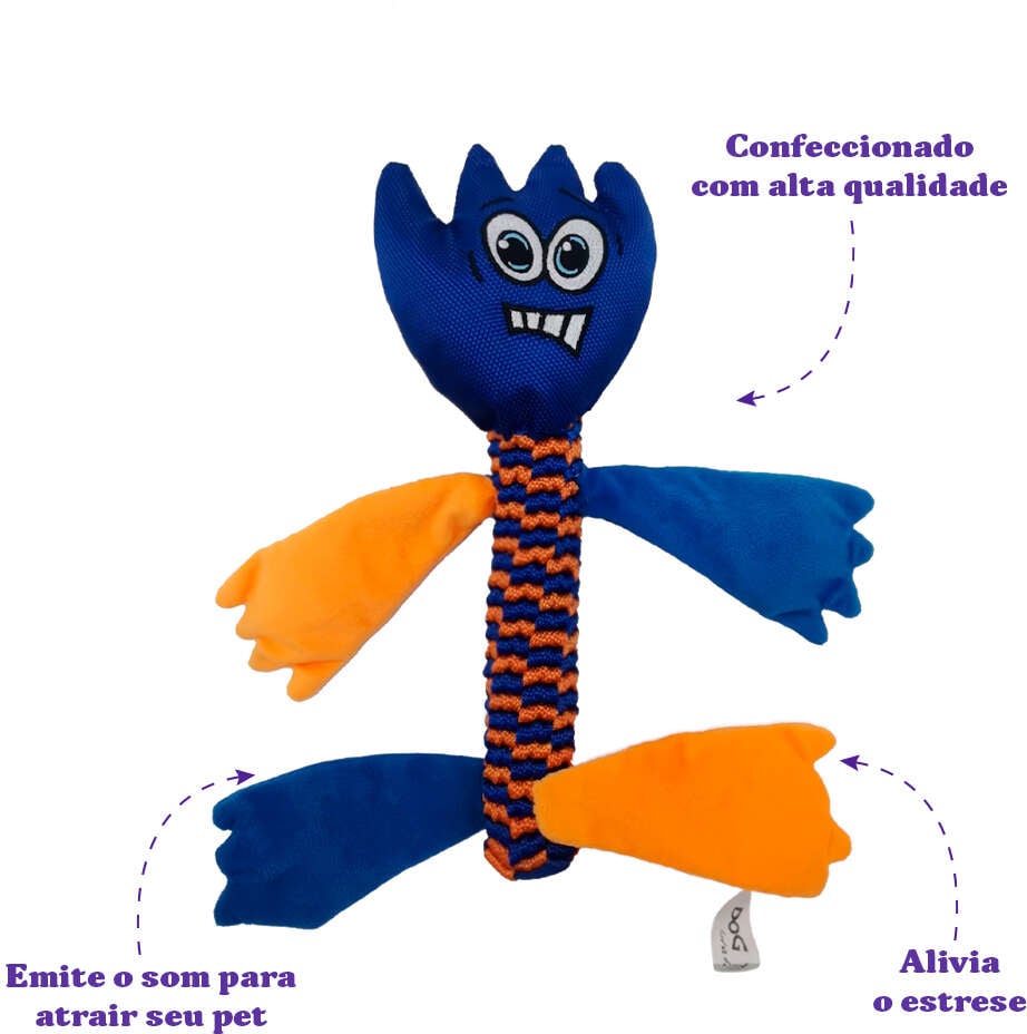 Brinquedo Savana Pet Monstrinho Feliz com Corda Azul para Cães - Tam. Único