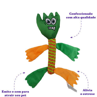 Brinquedo Savana Pet Monstrinho Feliz com Corda Verde para Cães
