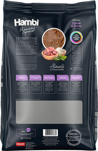 Ração Seca Hambi Premium Especial Carne e Arroz para Cães Filhotes - 1Kg