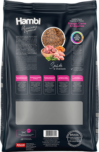 Ração Seca Hambi Premium Especial Frango, Carne e Legumes para Cães Raças Pequenas e Médias - 10,1Kg