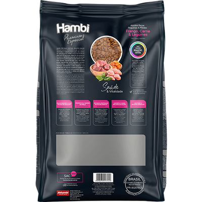Ração Seca Hambi Premium Especial Frango, Carne e Legumes para Cães Raças Pequenas e Médias