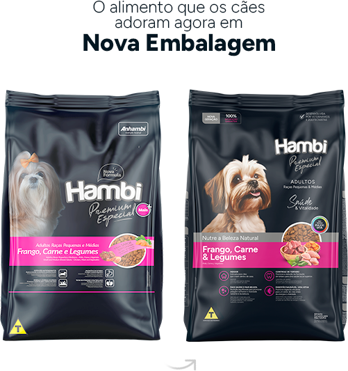 Ração Seca Hambi Premium Especial Frango, Carne e Legumes para Cães Raças Pequenas e Médias - 10,1Kg
