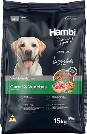 Ração Seca Hambi Premium Especial Carne e Vegetais para Cães Adultos - 15Kg