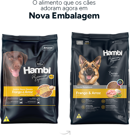Ração Seca Hambi Premium Especial Frango e Arroz para Cães Adultos Raças Grandes - 10,1Kg