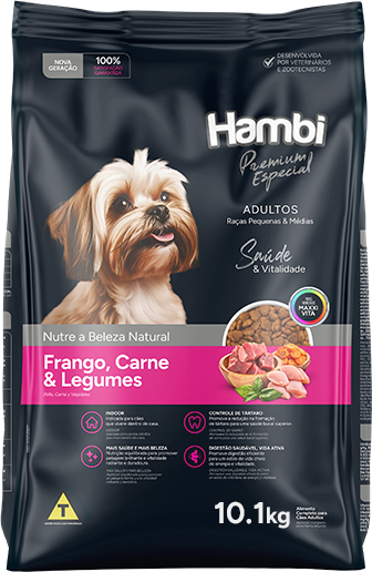 Ração Seca Hambi Premium Especial Frango, Carne e Legumes para Cães Raças Pequenas e Médias - 10,1Kg