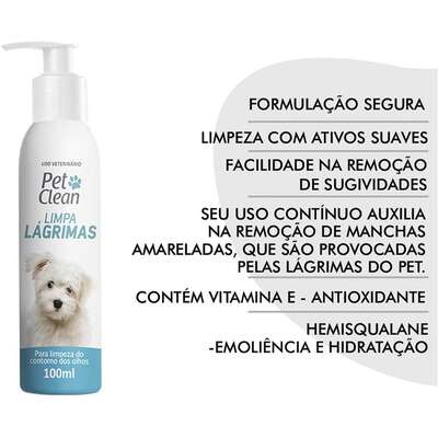 Limpa Lágrimas Pet Clean para Cães e Gatos