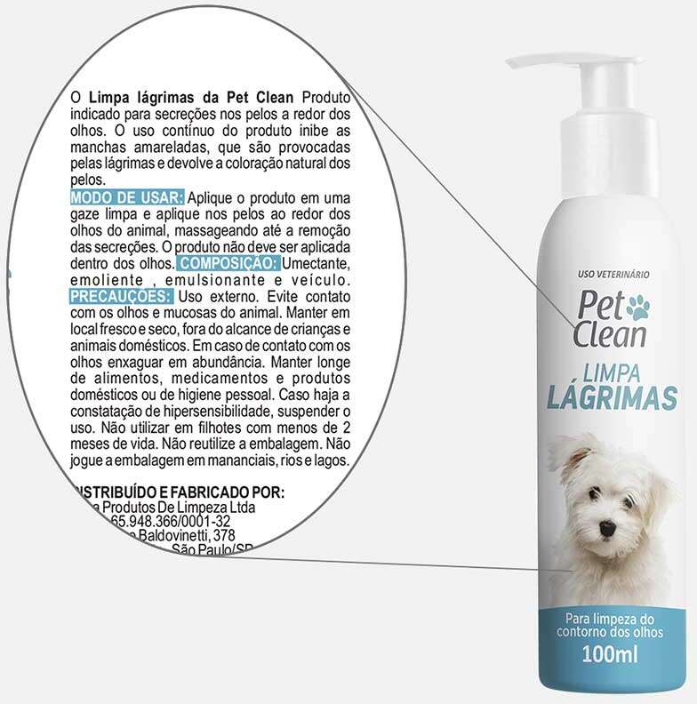 Limpa Lágrimas Pet Clean para Cães e Gatos - 100 mL