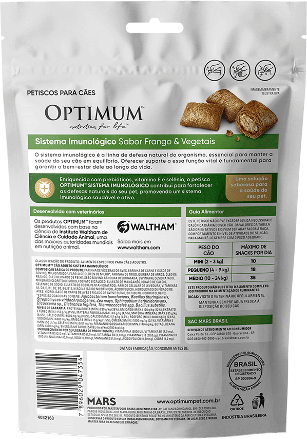 Petisco Optimum Sistema Imunológico para Cães Adultos Sabor Frango - 80 g