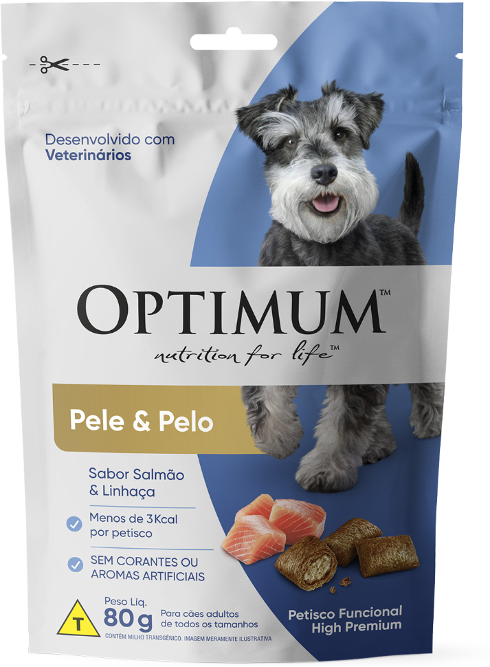 Petisco Optimum Pele e Pelo para Cães Adultos Sabor Salmão - 80 g