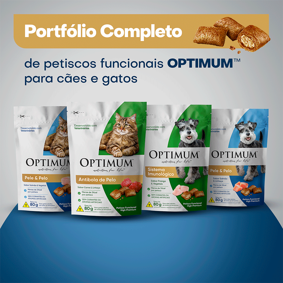 Petisco Optimum Pele e Pelo para Gatos Adultos Sabor Salmão - 80 g