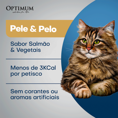 Petisco Optimum Pele e Pelo para Gatos Adultos Sabor Salmão