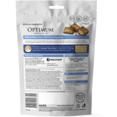 Petisco Optimum Pele e Pelo para Gatos Adultos Sabor Salmão
