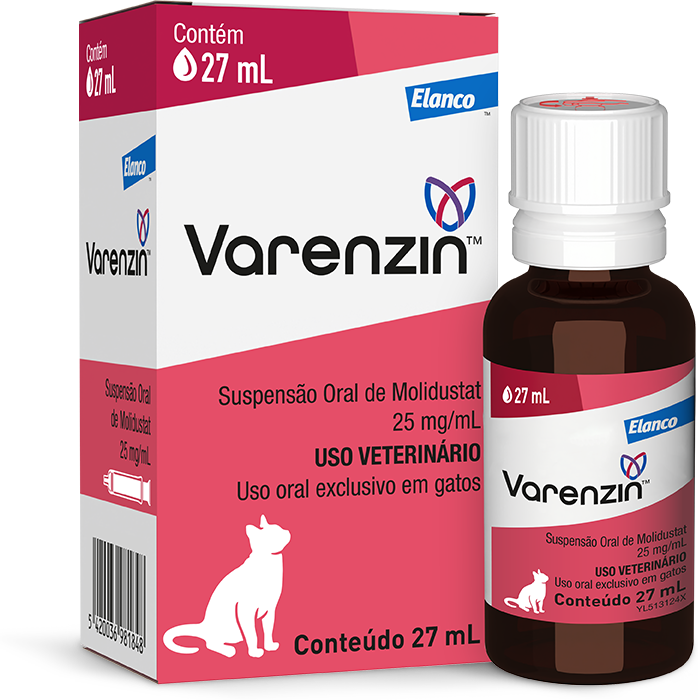 Suspensão Oral de Molidustat Elanco Varenzin 25 mg para Gatos - 27 mL