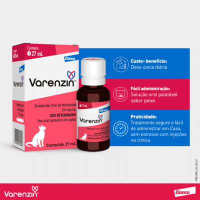 Suspensão Oral de Molidustat Elanco Varenzin 25 mg para Gatos