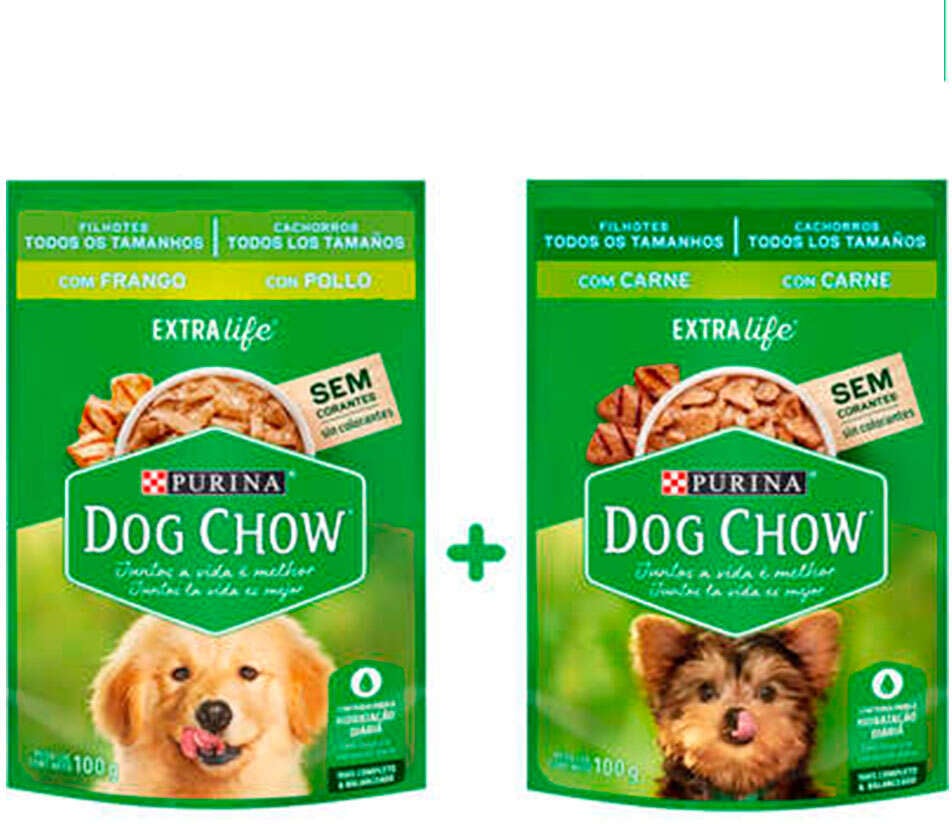 Kit Ração Úmida Nestlé Purina Dog Chow Sachê Frango+Carne - 14 Unidades