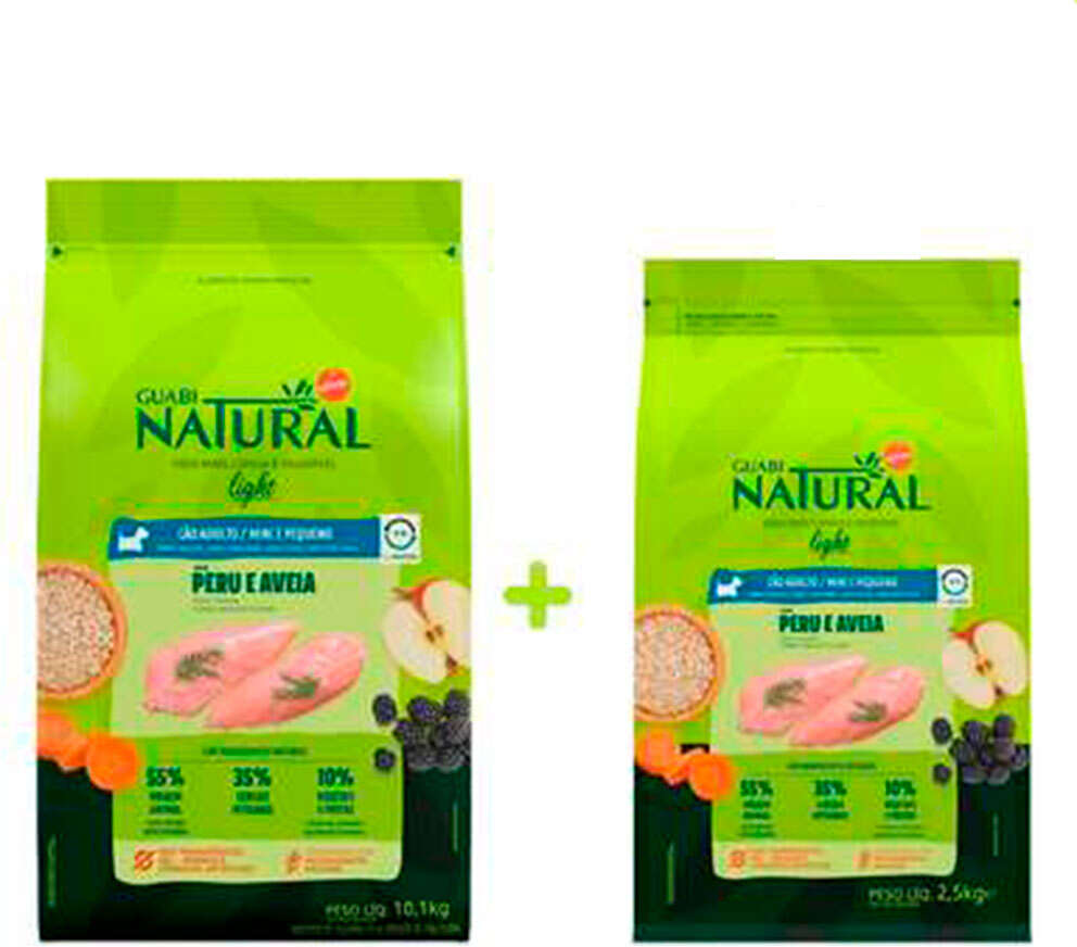 Ração Guabi Natural Light Peru e Aveia para Cães Adultos Raças Mini e Pequena - 12,6Kg