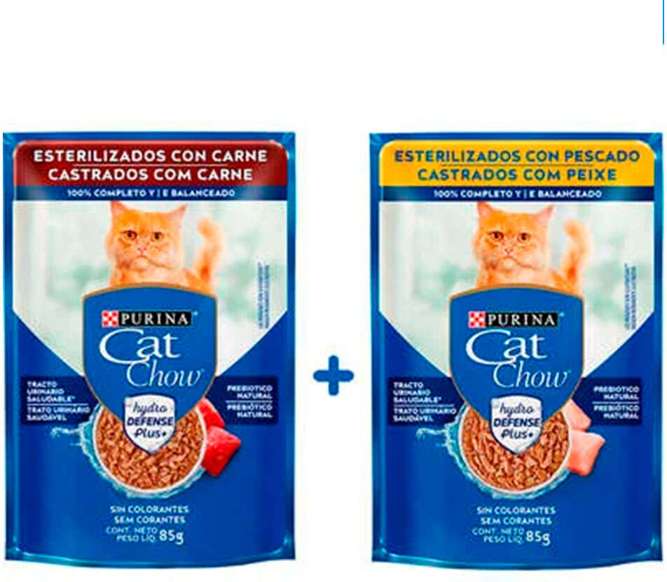 Kit Ração Úmida Nestlé Purina Cat Chow Sachê Carne+Peixe - 14 Unidades