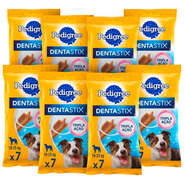 Kit Petisco Pedigree Dentastix para Cães Adultos Porte Médio Sabor Carne - 8 Pacotes (7 Unidades)