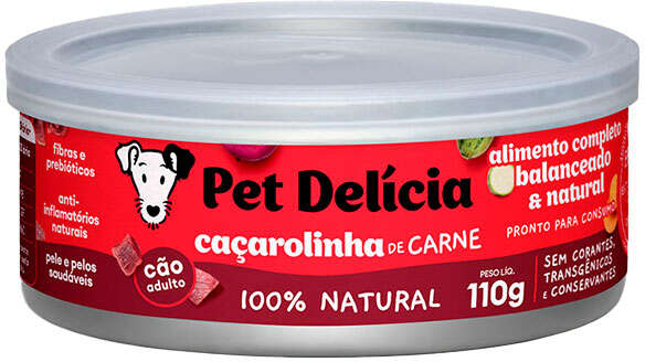 Ração Úmida Pet Delícia Natural Caçarolinha de Carne - 110 g