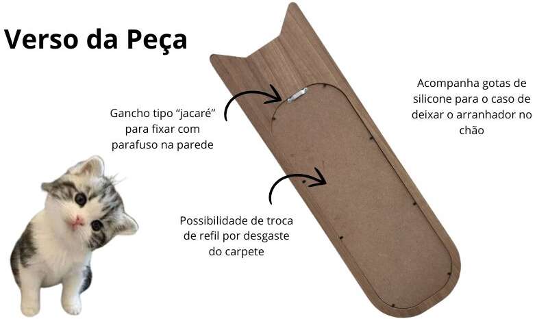 Brinquedo Arranhador Bastet Gancho MDF Madeirado - Tam. Único