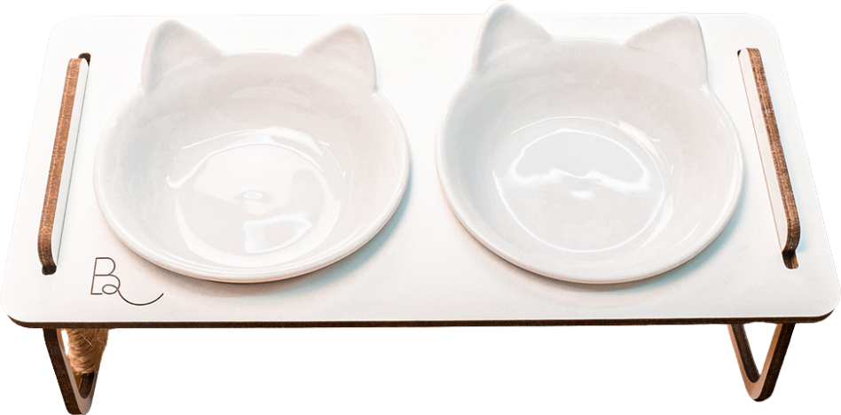 Comedouro Duplo Bastet Hórus para Gatos Branco - Tam. Único
