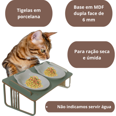 Comedouro Duplo Bastet Hórus para Gatos Verde