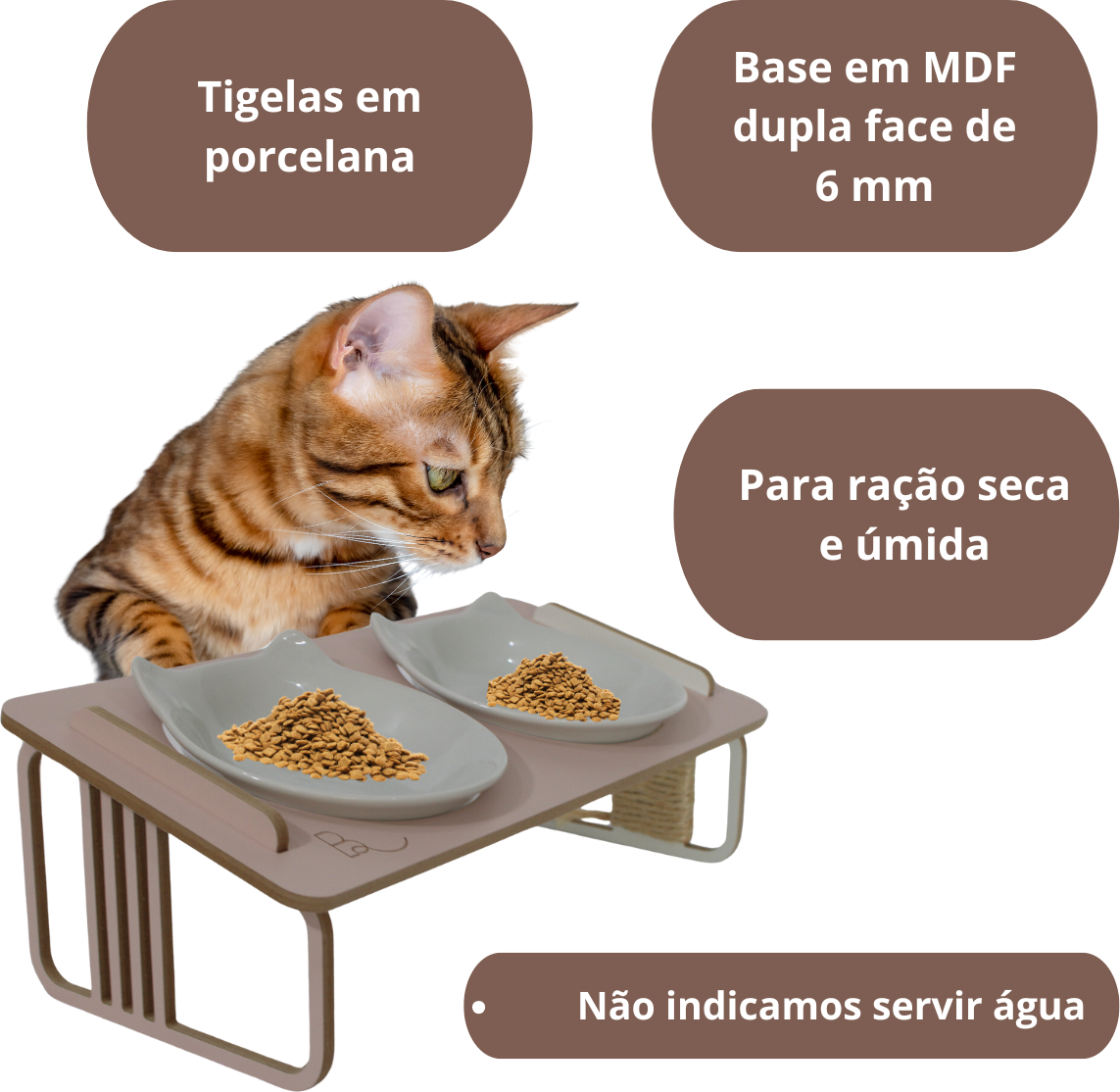 Comedouro Duplo Bastet Hórus para Gatos Rosa - Tam. Único