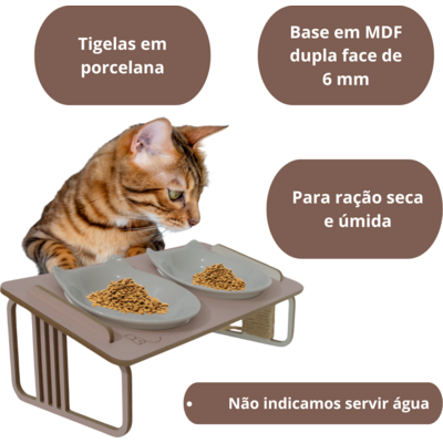 Comedouro Duplo Bastet Hórus para Gatos Rosa