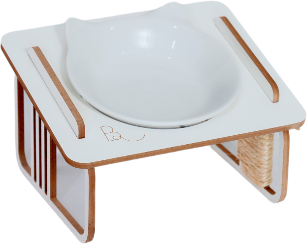 Comedouro Bastet Hórus para Gatos Branco - Tam. Único