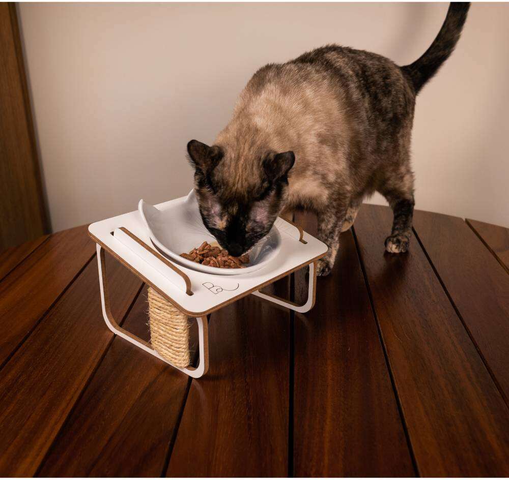 Comedouro Bastet Hórus para Gatos Branco - Tam. Único