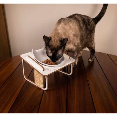 Comedouro Bastet Hórus para Gatos Branco