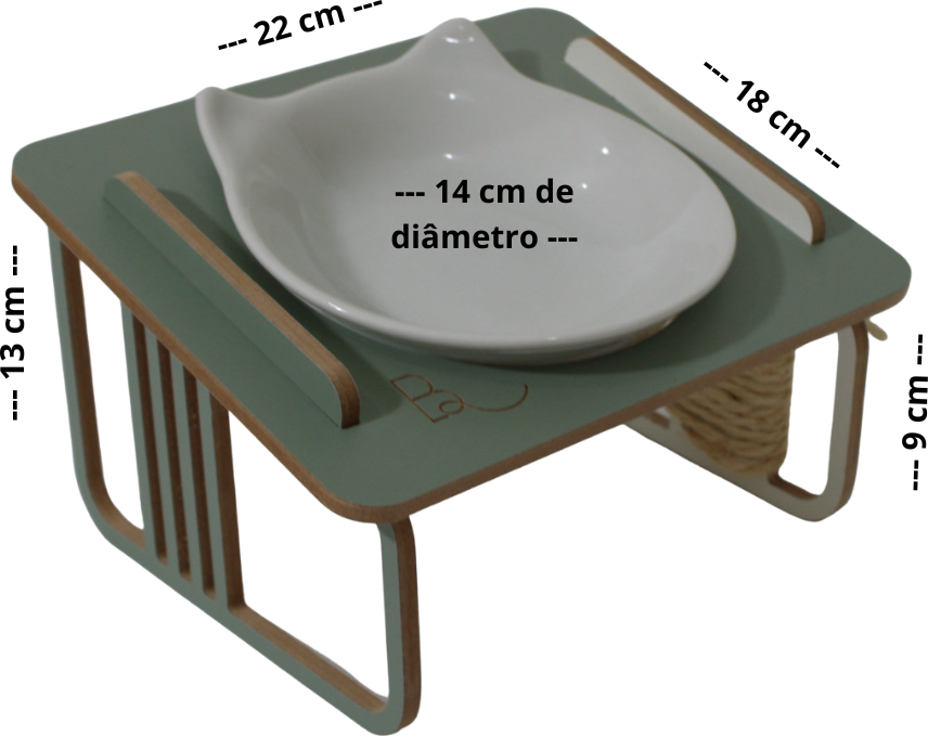 Comedouro Bastet Hórus para Gatos Verde - Tam. Único