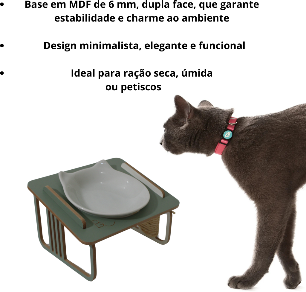 Comedouro Bastet Hórus para Gatos Verde - Tam. Único