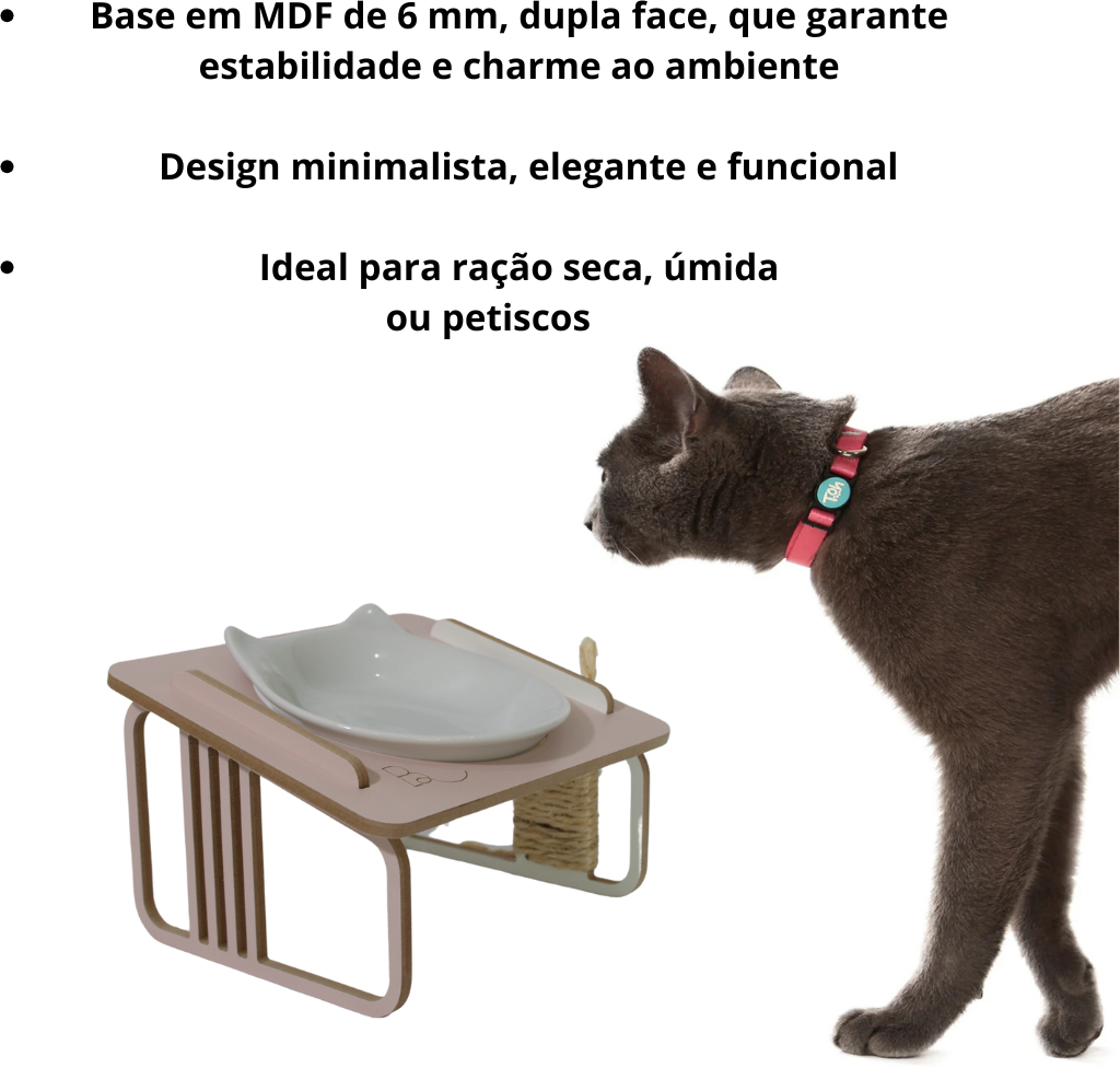 Comedouro Bastet Hórus para Gatos Rosa - Tam. Único