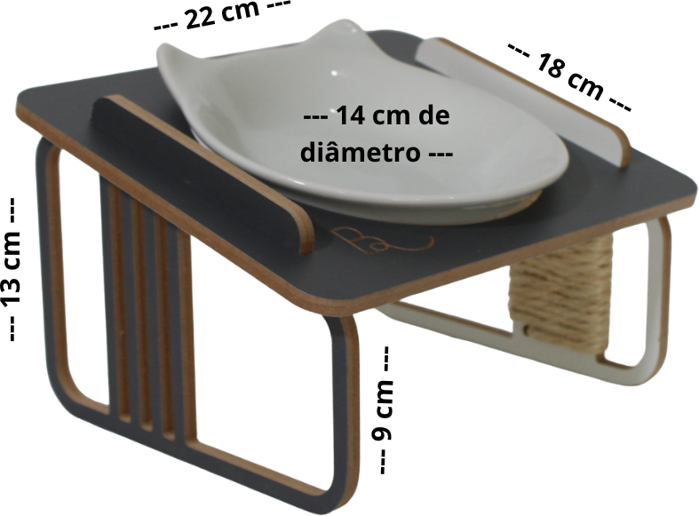 Comedouro Bastet Hórus para Gatos Cinza - Tam. Único
