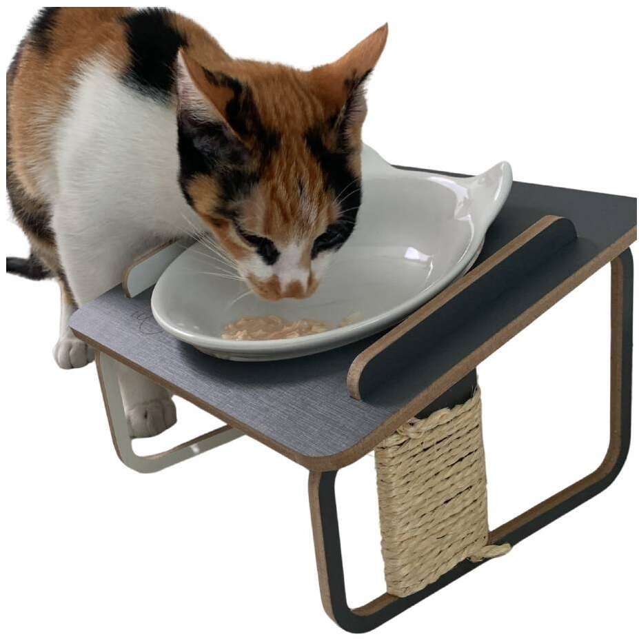 Comedouro Bastet Hórus para Gatos Cinza - Tam. Único