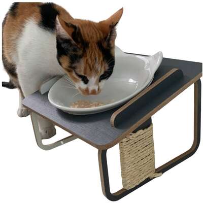 Comedouro Bastet Hórus para Gatos Cinza