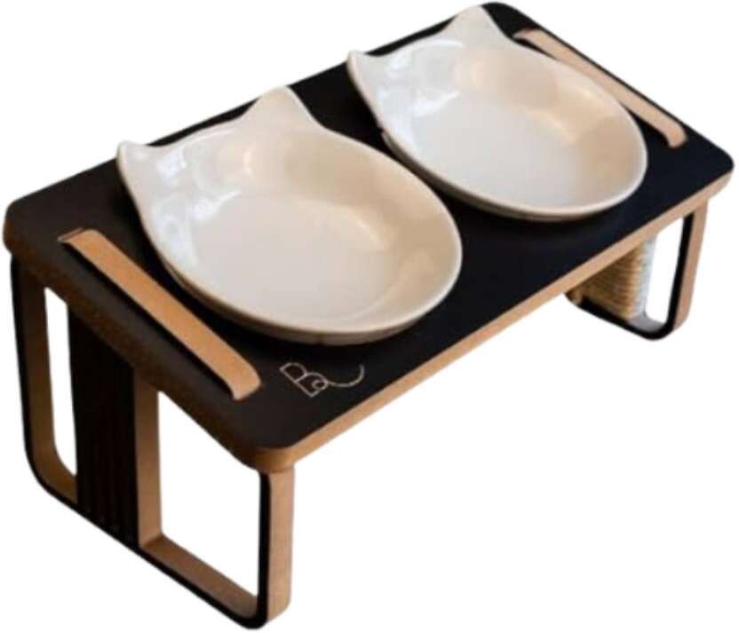 Comedouro Duplo Bastet Gigantes para Gatos Preto - Tam. Único