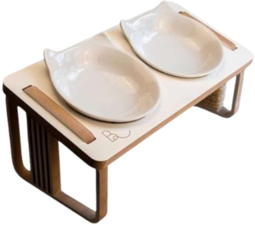 Comedouro Duplo Bastet Gigantes para Gatos Branco - Tam. Único