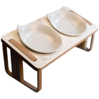 Comedouro Duplo Bastet Gigantes para Gatos Branco