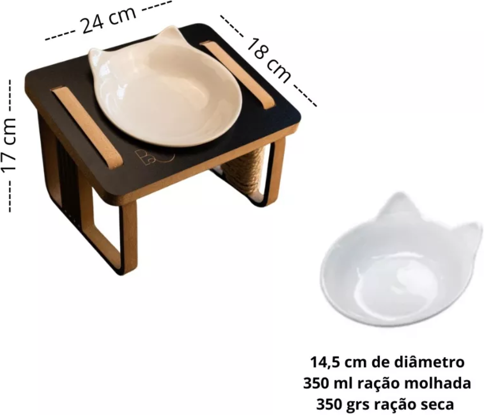 Comedouro Bastet Gigantes para Gatos Preto - Tam. Único