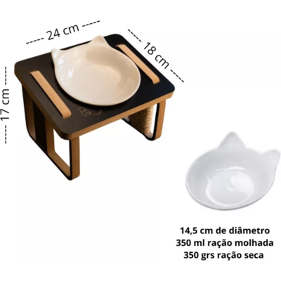 Comedouro Bastet Gigantes para Gatos Preto
