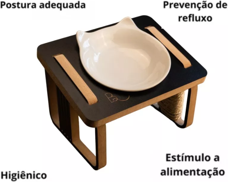 Comedouro Bastet Gigantes para Gatos Preto - Tam. Único